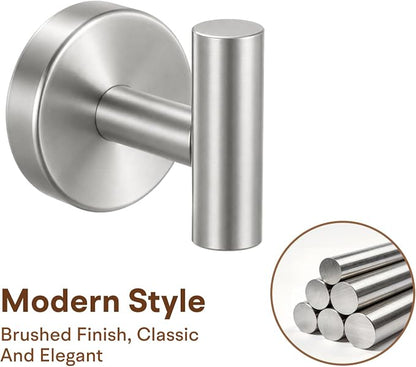 8 Pieces Bathroom Hardware Set, SUS304 Stainless Steel 24 Inch Bath Towel Bar Set, Round Bathroom Accessories Kit Wall Mounted Towel Holder (Brushed Nickel)