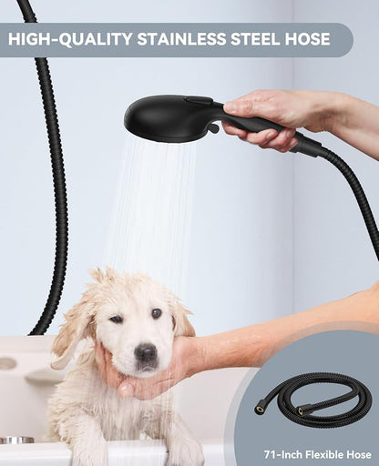 JDO Shower Head with Handheld, High Pressure Handheld Shower Head 9 Settings, Detachable Shower Head Set with Stainless Steel Hose and Shower Bracket (Matte Black)
