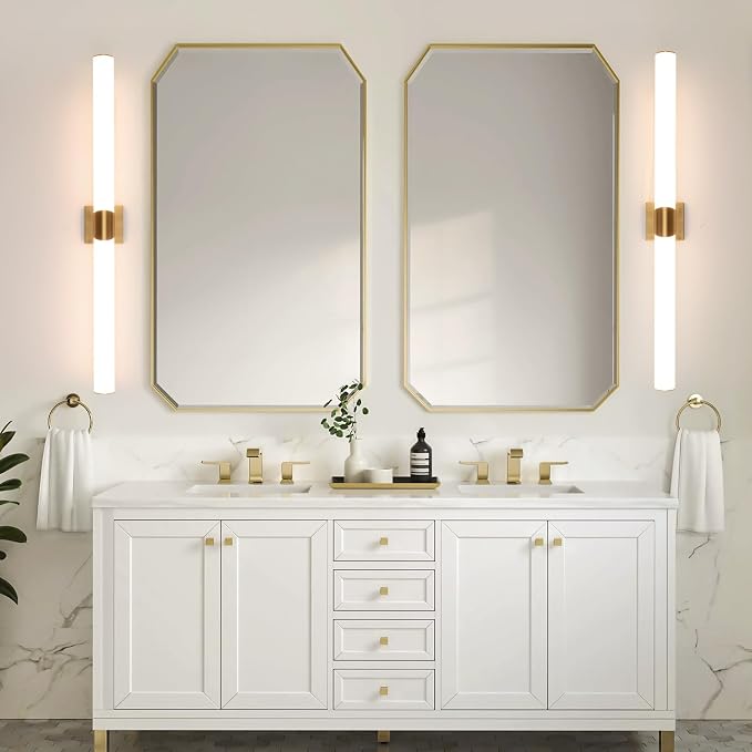 39" Gold Bathroom Vanity Lights, Wall Sconce with Acrylic Shade | Modern Wall Light for Bathroom Bedroom Living Room Hallway
