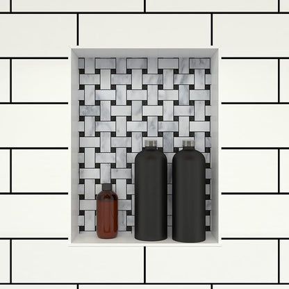 Tile Redi USA RN1620S-BI Redi Niche Single Recessed Shower Shelf, One Inner Shelf, 20" H x 16" W, Black