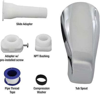 DANCO One-Size-Fits-All Universal Tub Spout, Chrome (88702A), Without Diverter, 1-Pack