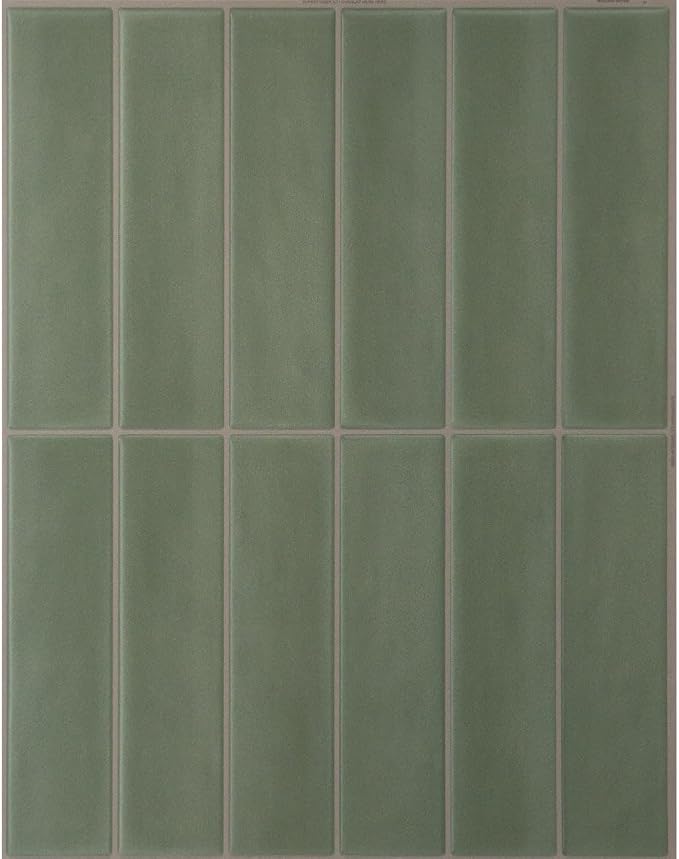 Smart Tiles Peel and Stick backsplash, Stacked Olive Green, 11.43"x9" | Pack of 5 (3.5 sq ft), Matte, Heat/Moisture Resistant, Low VOC, Kitchen/Bathroom, Renter Friendly, Made in Canada