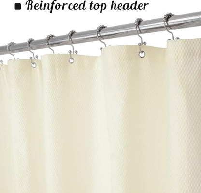 Embossed Microfiber Long Shower Curtain Liner 71 x 75 inches, Soft Fabric Shower Curtain Washable and Water Repellent,71x75, Cream