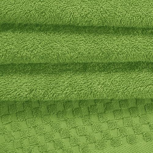 MyOwn Premium Cotton 6 Pack Towel Set for Bathroom, Contains 2 Bath Towels 28x55 inch, 2 Hand Towels 16x24 inch & 2 Wash Coths 12x12 inch, Ideal Everyday use, Compact & Lightweight - Kiwi Green