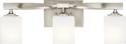 Kichler Marette 22.75" Vanity Light in Brushed Nickel, 3-Light Modern Bathroom Light with Satin Etched Cased Opal Glass, (22.75" W x 8" H), 55002NI