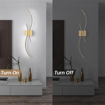 CANEOE Modern Wall Sconce, 39Inch Gold LED Wall Light Fixtures,6000K Bathroom Vanity Light Fixtures Over Mirror Indoor Bedroom Wall Lamps for Living Room Hallway Sconces Lighting