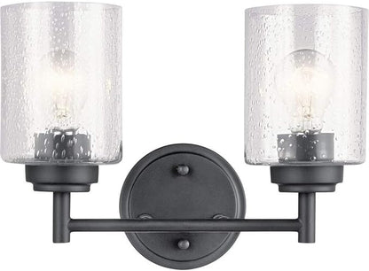 KICHLER 45885BK Winslow Vanity, 2-Light 150 Total Watts, Black, 12.75"