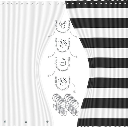 Clara Clark Bathroom Set - Black Bathroom Accessories Set, Bathroom Sets with Shower Curtain and Rugs, 23PC Shower Curtain Set with Liner, Soap Dispenser, Toilet Brush, & Trash Can
