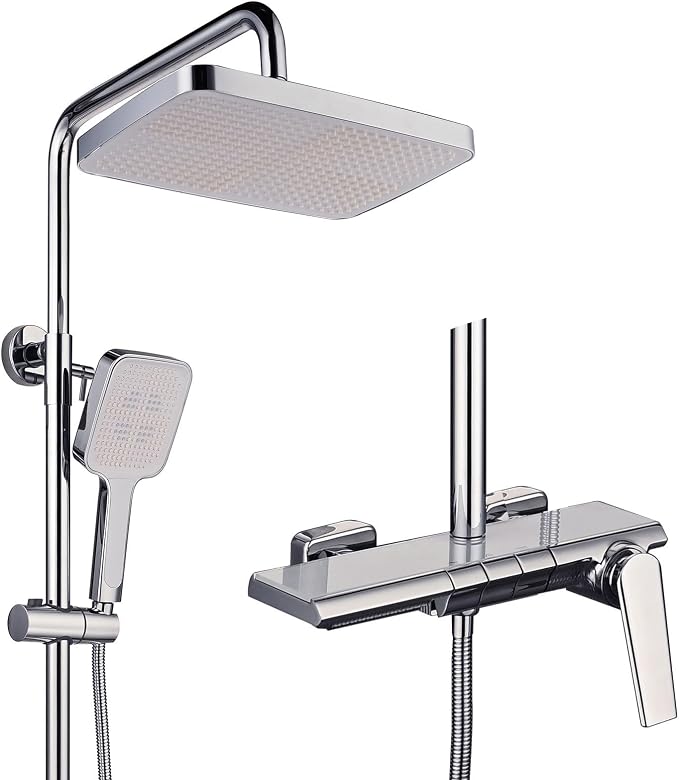 Exposed Shower System, Modern Piano Key Design, BSS0321 Shower Head Set, 30x20cm Shower Faucet Sets Complete, Handheld, Bathtub Faucet, 59A All Copper, Anti-Corrosion