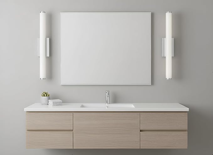 24 Inch Modern LED Vanity Light, Polished Chrome Bathroom Lighting Fixture, 3000K Warm White Light Bar for Mirror (22W, 1760Lumens, CRI>90, ETL Listed)