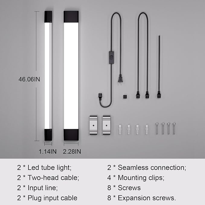 4FT Plug in Ceiling Light 2PCS, 5000K Linkable 36W Workbench Light, LED Tube Lights with Plug, 4500 LM Ceiling Closet Lighting for Laundry Garage Basement Kitchen | LED Tube Lights with Plug, 4500 LM Ceiling Closet Lighting for Laundry Garage Basement ...