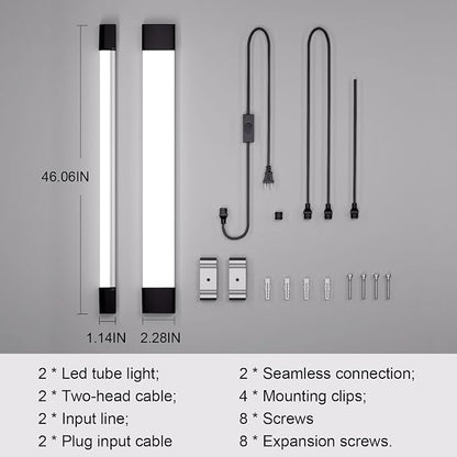 4FT Plug in Ceiling Light 2PCS, 5000K Linkable 36W Workbench Light, LED Tube Lights with Plug, 4500 LM Ceiling Closet Lighting for Laundry Garage Basement Kitchen | LED Tube Lights with Plug, 4500 LM Ceiling Closet Lighting for Laundry Garage Basement ...