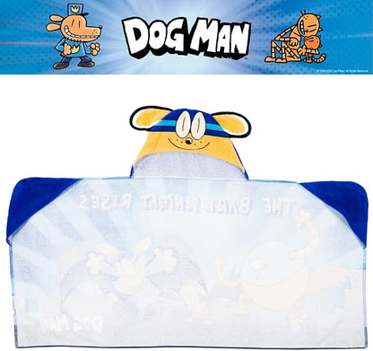 Dog Man Supa Comic Kids Super Soft Bath/Pool/Beach Soft Cotton Terry Hooded Towel Wrap, 24 in x 50 in, (Officially Licensed Product) by Franco
