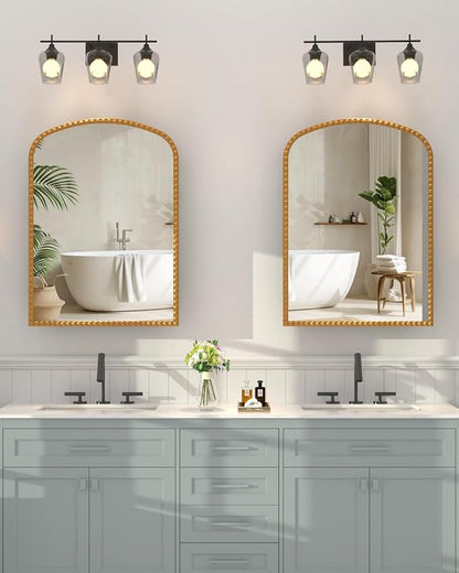 Bathroom Medicine Cabinet with Mirror, Wall Mount or Recessed Bathroom Mirror with Storage, Full-Metal 2 Adjustable Shelves and 1 Cabinet Organizer, Modern and Luxury Daisy Decor Bling Gold 20x28 Inch