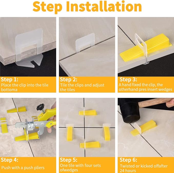 DGSL Tile Leveling System with Plier, 600 Tile Spacers 1/16" and 200 Wedges | Tile Leveling Clips with Tile Plier, Anti Lippage Tile Leveler Spacers for Professional Ceramic Tile and Stone Installation