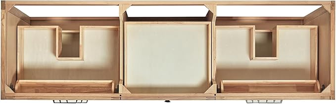 ARIEL Monroe 72-inch Bathroom Vanity with Sink,Solid Wood, 1.5-inch Pure White Quartz Countertop & Backsplash, Double Rectangular Porcelain Sink, 9 Dovetail Drawers, Matte Black, White Oak