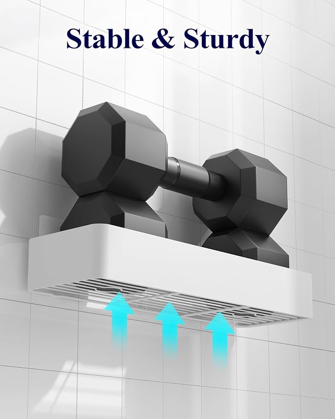 Kitsure Shower Caddy Adhesive, Stylish Shower Organizer, XX-Large, White | 2 Pack Shower Shelf for Inside Shower, 100% Rustproof Metal Shelves, No-Drill Bathroom Organizers and Storage