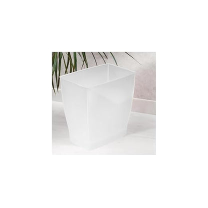iDesign Small Plastic Bathroom Trash Can, Clear Frost | Slim Rectangle, For Bedroom, For Office, For Dorm