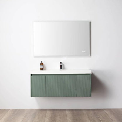 Blossom 48 Inch Bathroom Vanity with Sink, All Wood Wall Mounted Floating Bathroom Vanity Cabinet with Acrylic Sink, Bathroom Sink Cabinet with Soft-Close Drawers, Modern Vanities, Aventurine Green