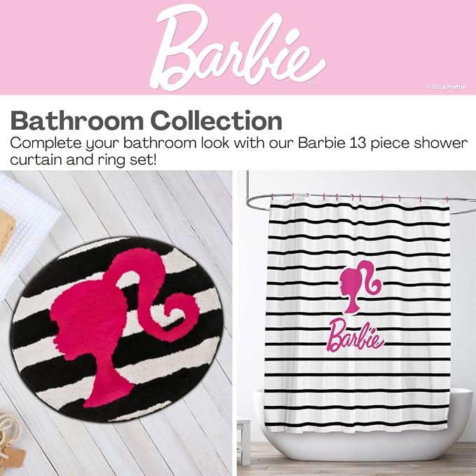 Collectibles Barbie 100% Cotton Non Slip Plush Bathroom Mat Rug (Officially Licensed Product) by Franco