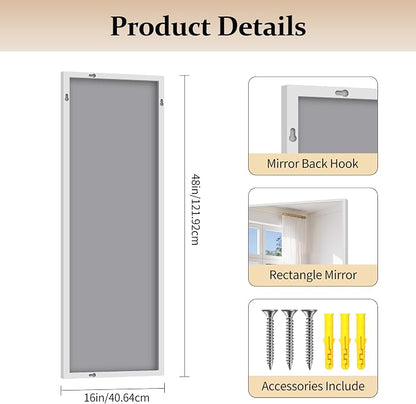 COFENY Silver Bathroom Mirror for Wall, 16x48 Inch Rectangle Mirror with Metal Frame, Modern Vanity Mirrors for Bathroom Living Room, Entryway Hangs Horizontal or Vertical