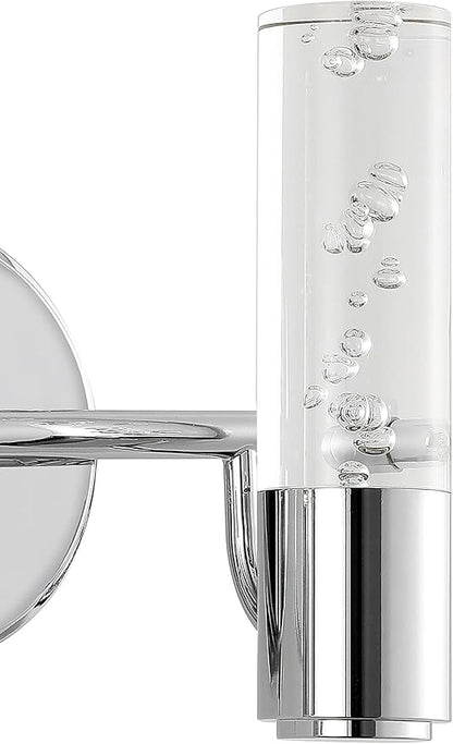 JONATHAN Y 10.75" Chrome Modern Integrated LED Vanity Light Wall Sconce for Bathroom, Clear Bubble Acrylic Shade Minimalist Art Deco Light for Hallway, Entryway, 4000K (JYL7223A)