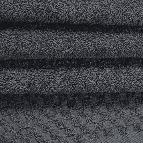 MyOwn Ultra Soft 3 Pack Cotton Towel Set, Contains a Bath Towels 28x55 inch, a Hand Towels 16x24 inch & a Wash Coths 12x12 inch, Ideal Everyday use, Compact & Lightweight - Charcoal Grey