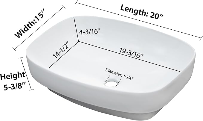 Lordear Vessel Sink Bathroom Semi Recessed Sinks 20 x 15 Inch Oval White Ceramic Vessel Sinks Modern Vanity Sink Bath Wash Bowl Above Counter Basin