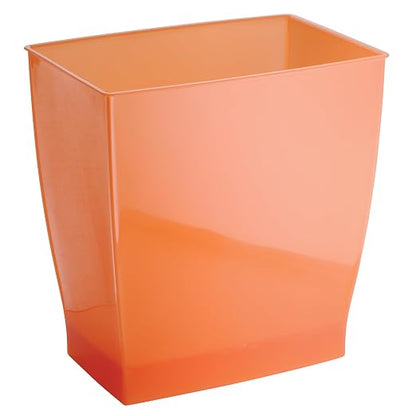 iDesign Small Plastic Bathroom Trash Can, Orange | Slim Rectangle, For Bedroom, For Office, For Dorm
