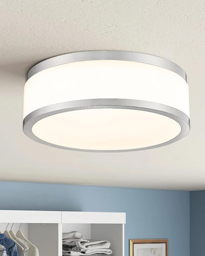 15 Inch LED Flush Mount Ceiling Light, 24W Modern Brushed Nickel Ceiling Lamp, 3CCT 3000K/4000K/5000K, Dimmable, Bathroom, Bedroom, LMS-054BN