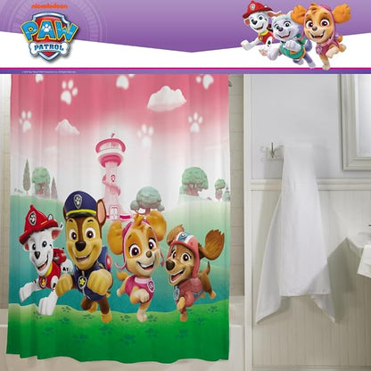 Paw Patrol Girl Skye 13-Piece Shower Curtain Set, 72 x 72 Inch Fabric Curtain with Hooks, Bathroom Decor, Machine Washable, (100% Officially Licensed Product) by Franco Collectibles