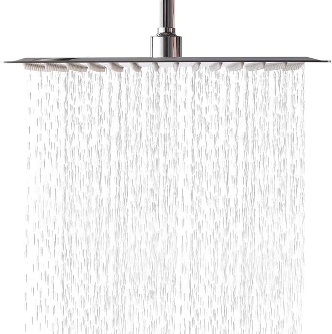 Lordear Rain Shower Heads High Pressure, Rainfall Showerhead for Bathroom Fixed Mount, 10 Inch Large Square High Flow Shower Head (Chrome)