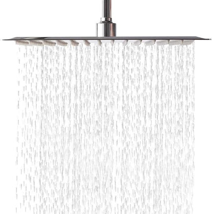 Lordear Rain Shower Heads High Pressure, Rainfall Showerhead for Bathroom Fixed Mount, 10 Inch Large Square High Flow Shower Head (Chrome)
