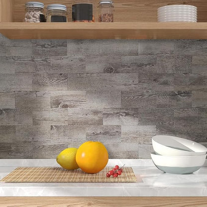 AULIGET Peel and Stick Backsplash PVC Tile, 3" x 6" Dover Gray Stick on Tiles for Backsplash Kitchen and Bathroom, 4 Pieces