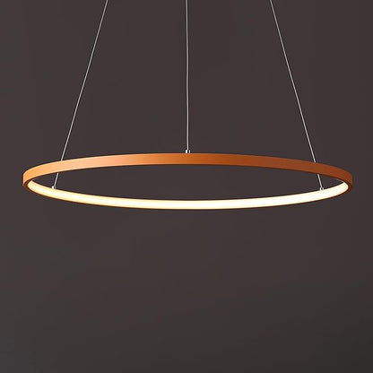 JONATHAN Y 23.75" Orange Modern Integrated LED Pendant Light, Dimmable Round Hoop Chandelier for Kitchen Island, Dining Room, Adjustable Height Metal Hanging Light (JYL7203G)