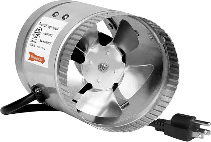 iPower 4 Inch 100 CFM Inline Duct Fan with Low Noise, Exhaust Booster for HVAC Ventilation in Grow Tent, Basements, Bathrooms and Kitchens, Grey