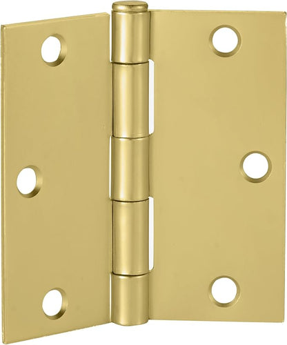 Design House Door Hinges for Interior Doors 10-Pack 3-1/2-inch x 3-1/2-inch, Design House Square Corner Steel Door Hinge Door Hardware, Satin Brass, 181461