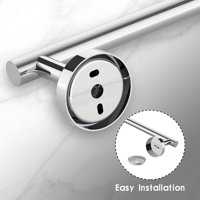 Newfun 10-Pieces Polished Chrome Bathroom Hardware Set 24 Inch | Includes 24 Inch Towel Racks for Bathroom Wall Mounted, Toilet Paper Holder, Towel Hooks, Towel Rings for Bathroom Wall