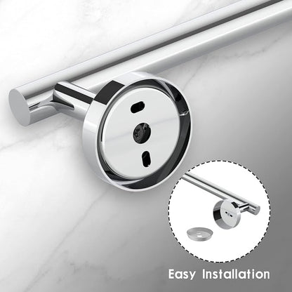 Newfun 10-Pieces Polished Chrome Bathroom Hardware Set 24 Inch | Includes 24 Inch Towel Racks for Bathroom Wall Mounted, Toilet Paper Holder, Towel Hooks, Towel Rings for Bathroom Wall
