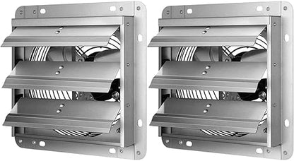 iPower 16 Inch Shutter Exhaust Fan Aluminum,High Speed 1550RPM, 1200 CFM, 2-Pack, Silver