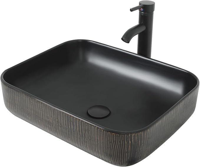 YOURLITE 24" Floating Bathroom Vanity, Wall-Mounted Bathroom Vanity and Sink Combo with Mirror and Faucet & Pop Up Drain Set, Black Vessel Sink