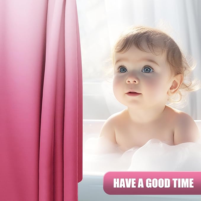 OLANLY Luxury Hot Pink and White Ombre Shower Curtain Sets with 12 Hooks, Waterproof and Washable Decorative Shower Curtains for Bathroom, 72x72 Inches