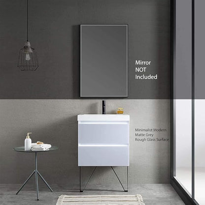 Blossom 24 inch LED Lighted Bathroom Vanity with Acrylic Sink | Wall Mounted Vanity with Dimmable LED Lights | Modern Floating Design for Small Bathrooms | 24" w/Acrylic Sink, Light Grey