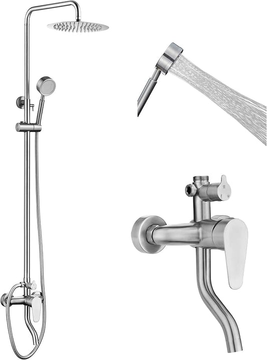 HDSRYJXH Shower Faucet - Shower Faucets Sets Complete, Shower System - Outdoor Shower Kit/Shower Enclosure/Outdoor Shower Fixtures W/ SS304 Shower Head with Handheld, Brushed Nickel