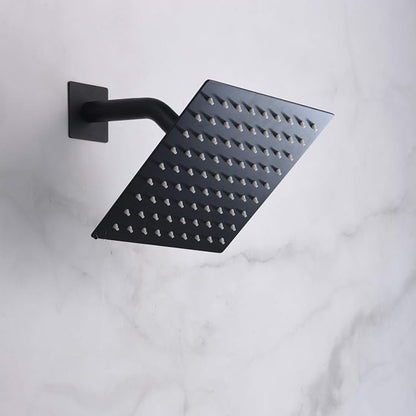 SUMERAIN Bathroom Matte Black Shower System Fixtures | 8" Stainless Steel High Pressure Rain Shower, Brass Rough-in Valve, Hand Shower, Concealed Box Design