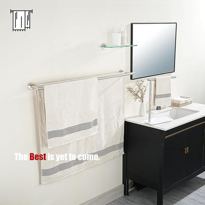 JQK Double Bath Towel Bar, 39 Inch 304 Stainless Steel Thicken 1mm Towel Rack for Bathroom, Bath Towel Holder Brushed Wall Mount, Useable Length 36 Inch, TB100L36-BN