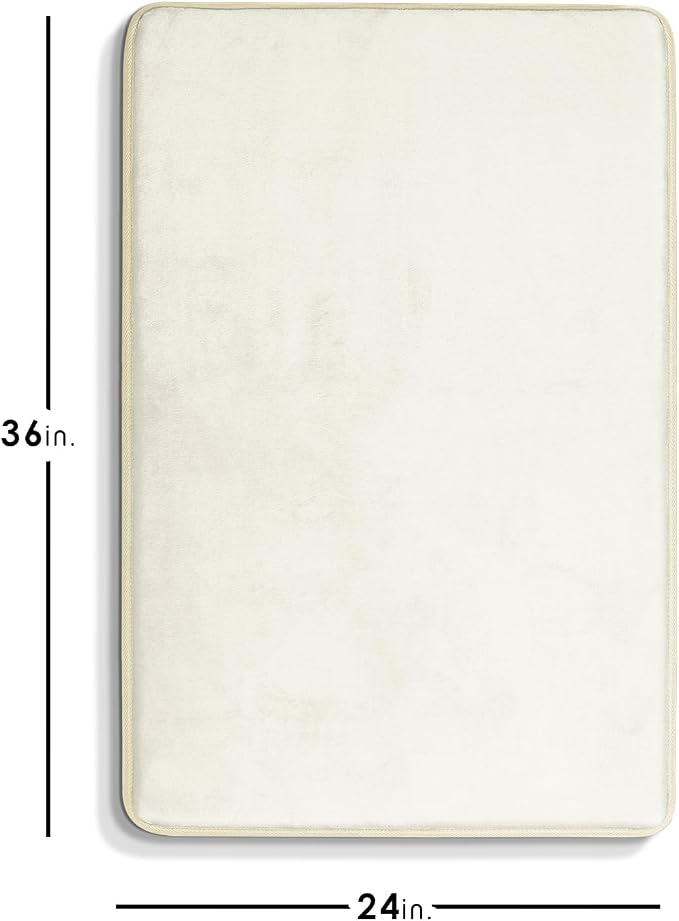 Clara Clark Bathroom Rugs, Velvet Memory Foam Bath Mat, Non-Slip Bath Rugs, Machine Wash, Dries Quickly, Ultra Soft Plush Bath Mats for Bathroom, 24 x 36, Off White