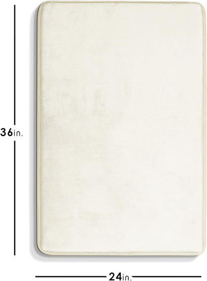 Clara Clark Bathroom Rugs, Velvet Memory Foam Bath Mat, Non-Slip Bath Rugs, Machine Wash, Dries Quickly, Ultra Soft Plush Bath Mats for Bathroom, 24 x 36, Off White