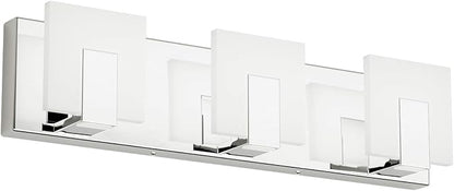 Aipsun 3 Lights Modern LED Vanity Light for Bathroom Frosted White Acrylic Chrome Up and Down Bathroom Wall Light Fixtures Over Mirror(White Light 6000K)