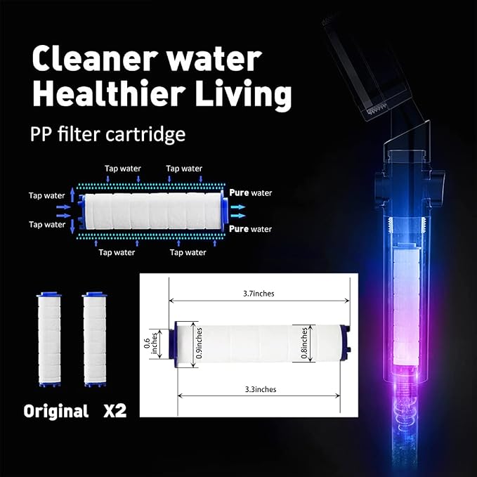 ANTOWER High Pressure Handheld Showerhead with filters Vortex hydro jet Turbo Propeller 360 Degrees Rotating Easy Install(I-Blue) | ON/OFF Switch,With Filters for Hard Water,Turbo Propeller,Reduces Dry Itchy Skin,Built-in Power Wash,360 Degrees Rotating
